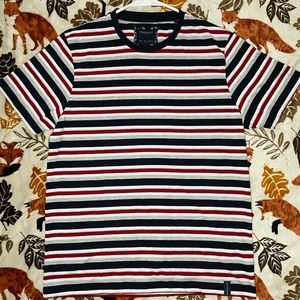 Denim & Flower Striped T-shirt {Size Large}